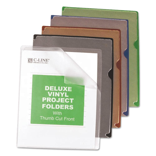 ESCLI62150 - Deluxe Project Jacket Folders, Letter, Vinyl, Black-blue-clear-green-red, 35-box