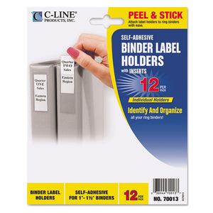 ESCLI70013 - SELF-ADHESIVE RING BINDER LABEL HOLDERS, TOP LOAD, 1 X 2 13-16, CLEAR, 12-PACK