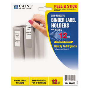 ESCLI70023 - SELF-ADHESIVE RING BINDER LABEL HOLDERS, TOP LOAD, 2 1-4 X 3 1-16, CLEAR, 12-PK