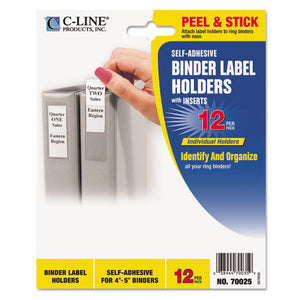 ESCLI70025 - SELF-ADHESIVE RING BINDER LABEL HOLDERS, TOP LOAD, 2 1-4 X 3 5-8, CLEAR, 12-PACK