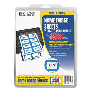 ESCLI92365 - Laser Printer Name Badges, 3 3-8 X 2 1-3, White-blue, 200-box