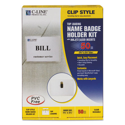 ESCLI95523 - Name Badge Kits, Top Load, 3 1-2 X 2 1-4, Clear, 50-box