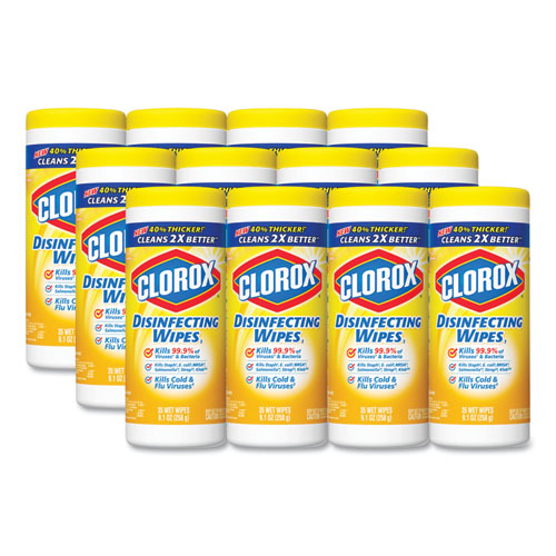 ESCLO01594CT - Disinfecting Wipes, 7 X 8, Crisp Lemon, 35-canister, 12-carton