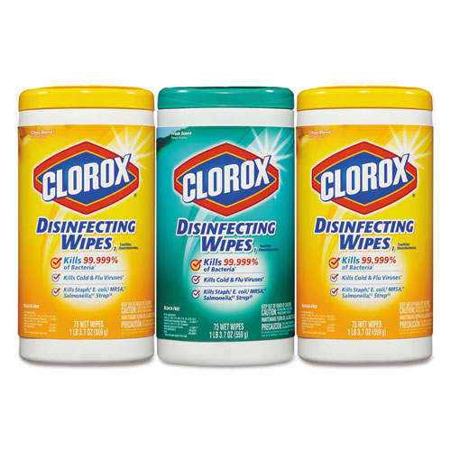 ESCLO30208PK - Disinfecting Wipes, 7 X 8, Fresh Scent-citrus Blend, 75-canister, 3-pk