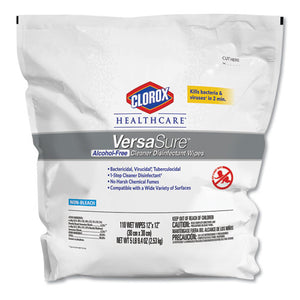 ESCLO31761EA - VERSASURE CLEANER DISINFECTANT WIPES, 1-PLY, 12" X 12", WHITE, 110 TOWELS-POUCH