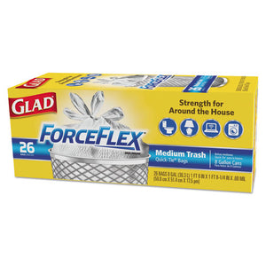 ESCLO70403BX - Forceflex Medium Quick-Tie Trash Bags, .69 Mil, 8 Gal, White, 26-box