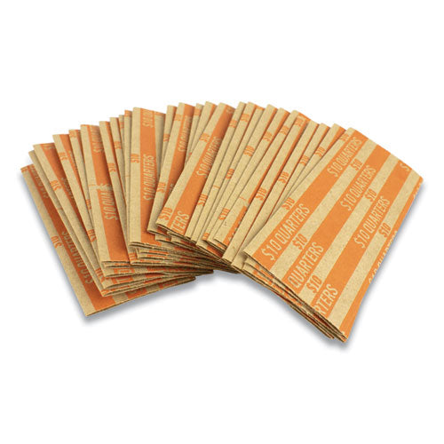 Flat Tubular Coin Wrap, Quarters, $10.00, Orange, 1,000-box