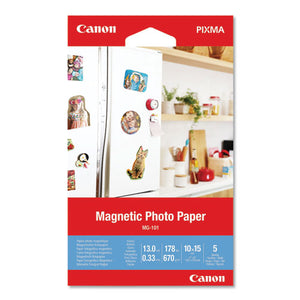 Glossy Magnetic Photo Paper, 13 Mil, 4 X 6, White, 5 Sheets-pack