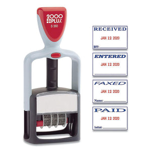 Model S 360 Self-inking Two-color Message Dater, 5 Years, Entered-faxed-paid-received, 1.81" X 1.25", Blue-red Ink