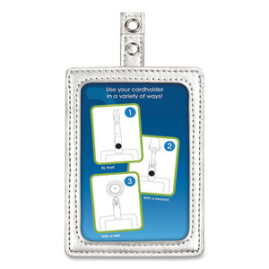 Myid Leather Id Badge Holder, Vertical-horizontal, 2.5 X 4, Silver