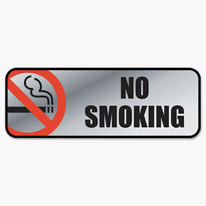 ESCOS098207 - Brush Metal Office Sign, No Smoking, 9 X 3, Silver-red
