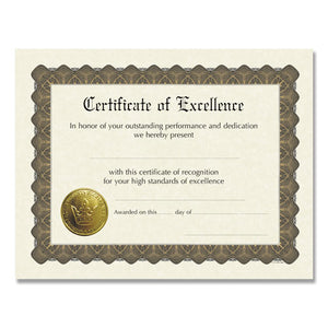 Ready-to-use Certificates, 11 X 8.5, Ivory-brown, Excellence, 6-pack