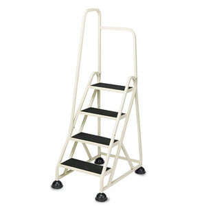 ESCRA1041L19 - Four-Step Stop-Step Folding Aluminum Ladder W-left Handrail, 66 1-4" High, Beige