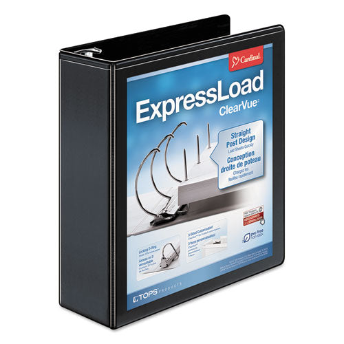 Expressload Clearvue Locking D-ring Binder, 3 Rings, 3" Capacity, 11 X 8.5, Black