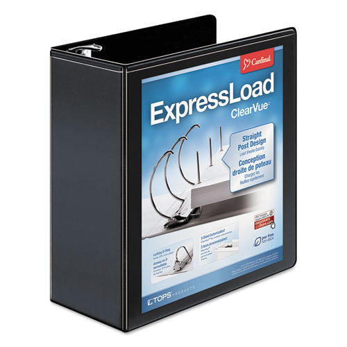 Expressload Clearvue Locking D-ring Binder, 3 Rings, 4" Capacity, 11 X 8.5, Black