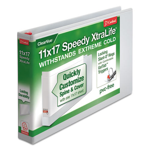 Speedy Xtralife Non-stick Locking Slant-d Ring Binder, 3 Rings, 1.5" Capacity, 11 X 17, White