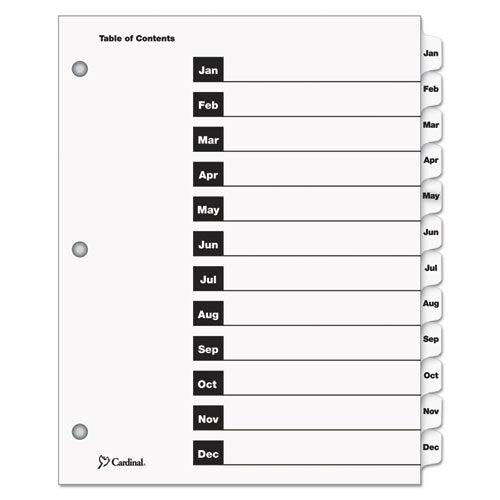 ESCRD60313 - Traditional Onestep Index System, 12-Tab, Months, Letter, White, 12-set