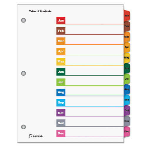 ESCRD60318 - Traditional Onestep Index System, 12 Tab, Jan-Dec, Letter, Multicolor, 12-set