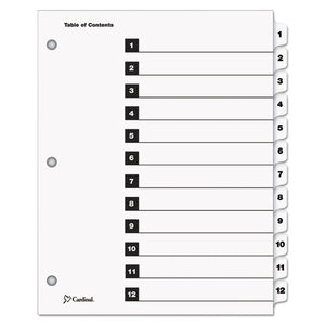 ESCRD61213 - Traditional Onestep Index System, 12-Tab, 1-12, Letter, White, 12-set