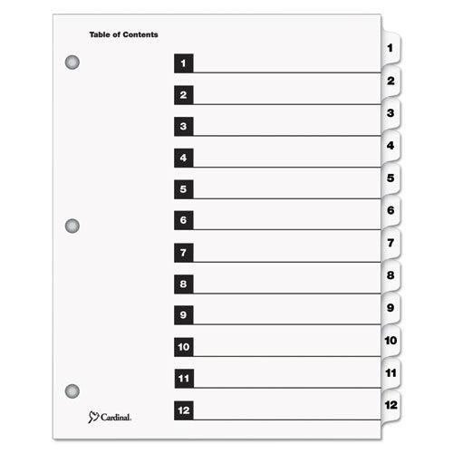 ESCRD61213 - Traditional Onestep Index System, 12-Tab, 1-12, Letter, White, 12-set