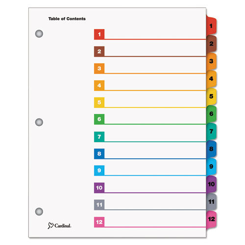 ESCRD61218 - Traditional Onestep Index System, 12-Tab, 1-12, Letter, Multicolor, 12-set