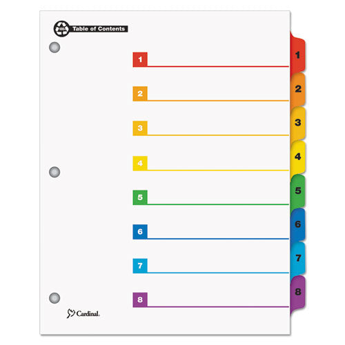 ESCRD70818 - Onestep 100% Recycled Index System, Multicolor 8-Tab, 11 X 8-1-2, 1 Set