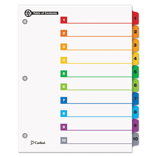 ESCRD71018 - Onestep 100% Recycled Index System, Multicolor 10-Tab, 11 X 8-1-2, 1 Set