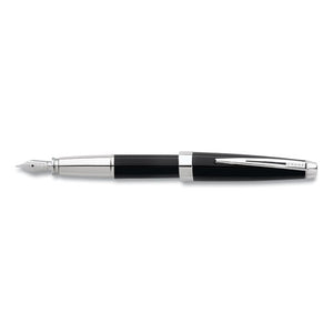 Aventura Fountain Pen, Medium 1 Mm, Black Ink, Black-chrome