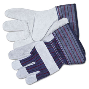 ESCRW12010L - Split Leather Palm Gloves, Large, Gray, Pair