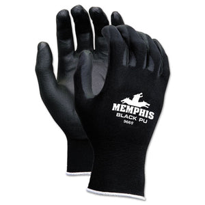 ESCRW9669M - Economy Pu Coated Work Gloves, Black, Medium, 1 Dozen