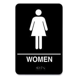 Indoor Restroom Door Sign, Men-women, 5.9 X 9, Black-white, 2-pack