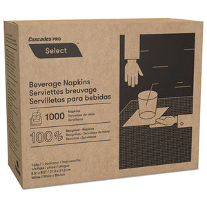 ESCSDN010 - Select Beverage Napkins, 1 Ply, 8 1-2 X 8 1-2, White, 1000-pk, 4000-carton