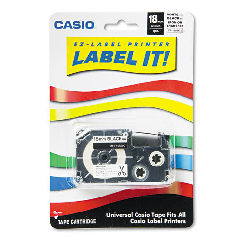 ESCSOXR118BKS - Label Printer Iron-On Transfer Tape, 18mm, Black On White