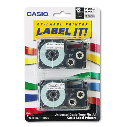 ESCSOXR12WE2S - Tape Cassettes For Kl Label Makers, 12mm X 26ft, Black On White, 2-pack