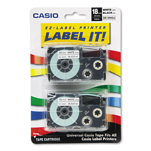 ESCSOXR18WE2S - Tape Cassettes For Kl Label Makers, 18mm X 26ft, Black On White, 2-pack