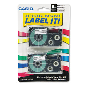ESCSOXR9X2S - Tape Cassettes For Kl Label Makers, 9mm X 26ft, Black On Clear, 2-pack