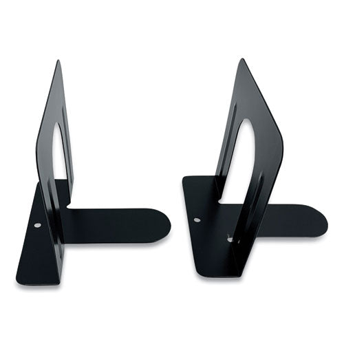 Steel Bookends, Contemporary Style, 4.75 X 4.75 X 4.75, Black