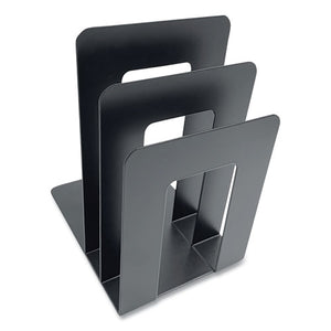 Steel Bookend With Sorter, Contemporary Style, 5 X 7 X 8, Black