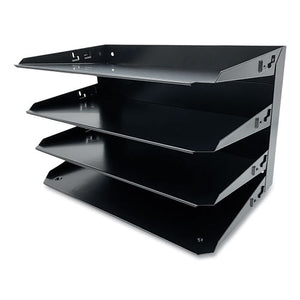 Steel Horizontal File Organizer, 4 Sections, Legal Size Files, 15 X 8.66 X 9.25, Black