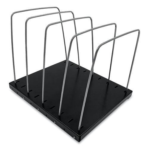 Steel Wire Vertical File Organizer, 4 Sections, Letter Size Files, 8 X 9.75 X 7.5, Black-metal Gray