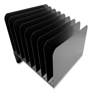 Steel Vertical File Organizer, Inclined, 8 Sections, Letter Size Files, 9.75 X 11 X 10, Black