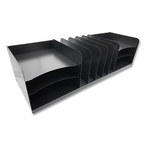 Steel Combination File Organizer, 11 Sections, Legal Size Files, 30 X 11 X 8, Black