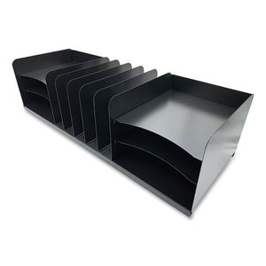 Steel Combination File Organizer, 11 Sections, Legal Size Files, 30 X 11 X 8, Black