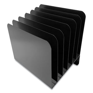 Steel Vertical File Organizer, Inclined, 6 Sections, Letter Size Files, 8 X 11 X 10.25, Black