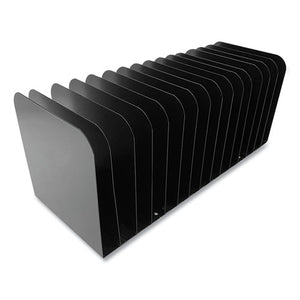 Steel Vertical File Organizer, Flat, 15 Sections, Letter Size Files, 16 X 6.25 X 6.5, Black