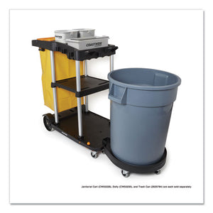 Click-connect Waste Receptacle Dolly, Female End, For 32-44 Gal Receptacles, 22.25 X 20.3 X 6.6, Black