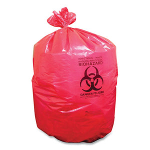 Biohazard Can Liners, 33 Gal, 33" X 39", Red, 150-carton