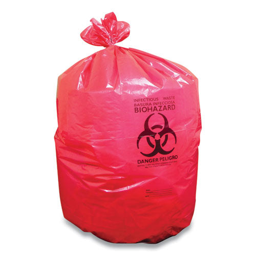 Biohazard Can Liners, 45 Gal, 40" X 46", Red, 200-carton