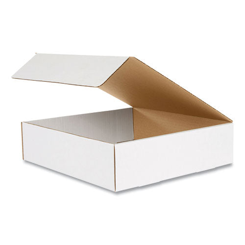 Rigid Corrugated Kraft Literature Mailer, Square Flap, Tuck-tab Hinged Lid Closure, 12 X 11.75 X 3.25, White, 50-bundle