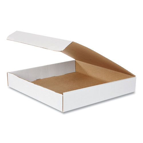 Rigid Corrugated Kraft Literature Mailer, Square Flap, Tuck-tab Hinged Lid Closure, 12 X 12 X 2, White, 50-bundle